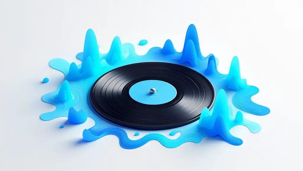 Abstract sound waves and audio visualization representing MP3 audio format technology