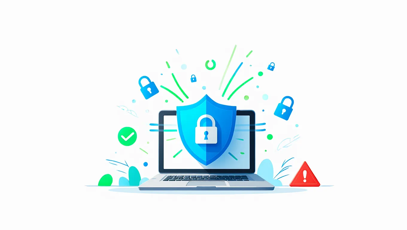 Security-focused illustration showing safe practices for converting videos to MP3 online